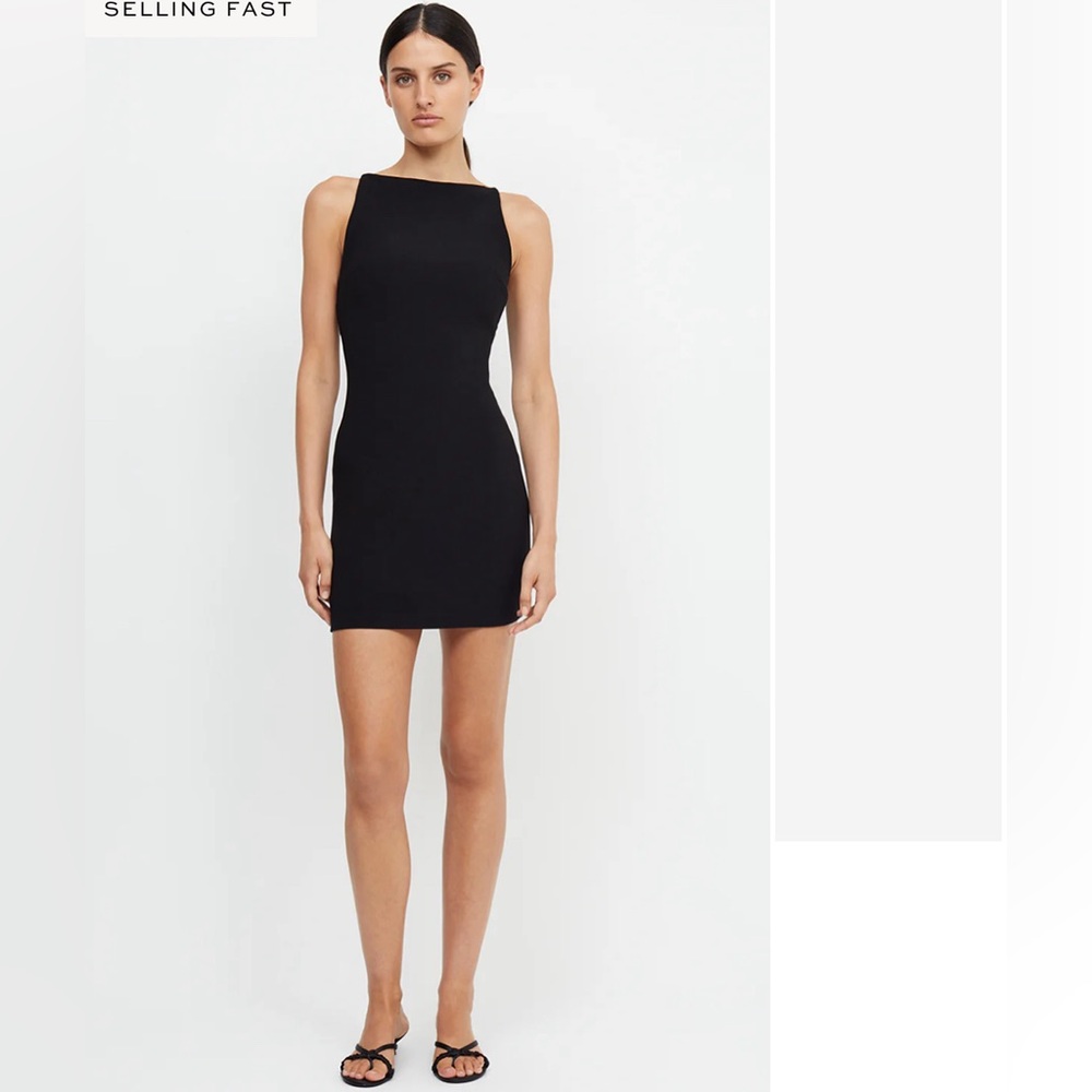 Bec + Bridge twist knot back black mini dress